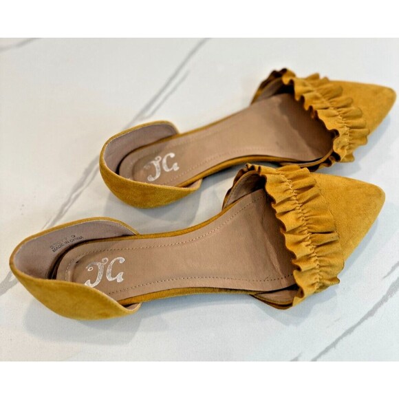Ruffled Flats Mustard Yellow Suede size 9 boho travel ballerina EU 40 - Picture 4 of 14